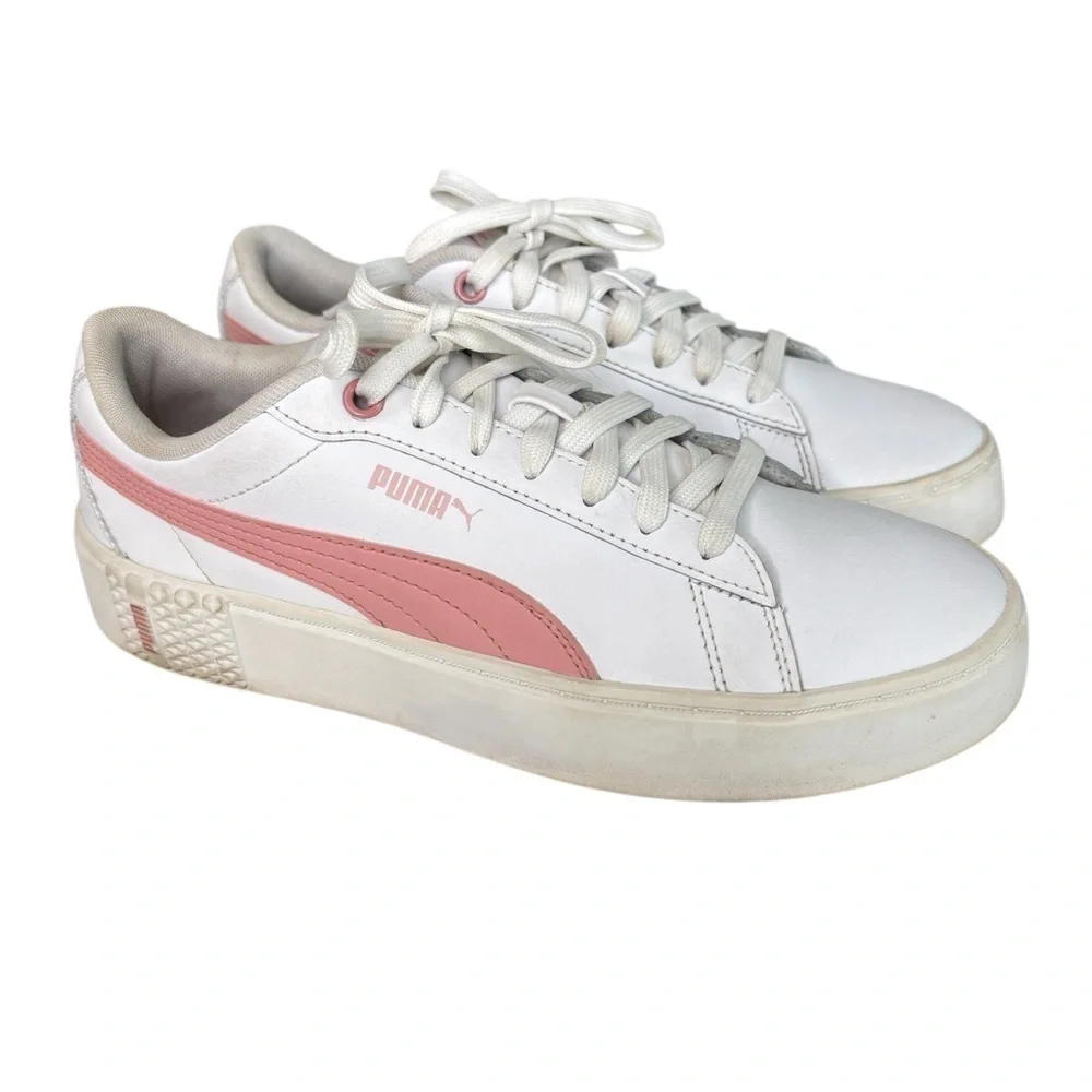 Puma Smash Platform V2 Casual Sneakers Womens Shoe Size 9 White / Pink 373035-05